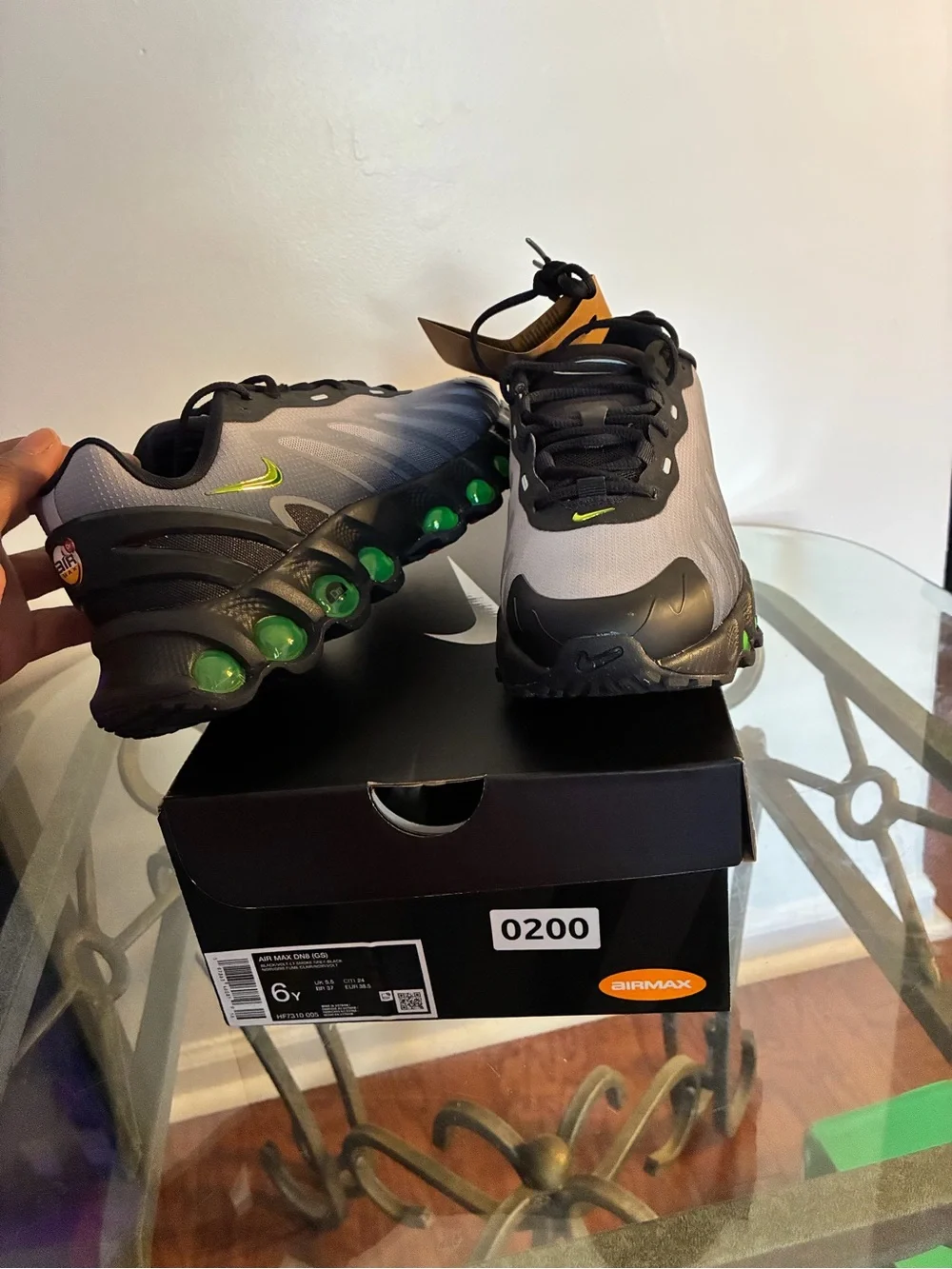 Nike Youth Gray & Black Air Max Sneakers with Green Accents